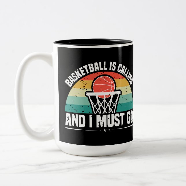 Caneca De Café Em Dois Tons O basquete está ligando e eu preciso ir (Esquerda)