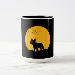 Caneca De Café Em Dois Tons O Buldogue francês Moon Halloween inspirou Design