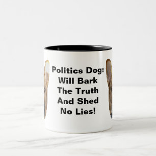 Caneca De Café Em Dois Tons O Cachorro German shepherd Da Política Vai Latido