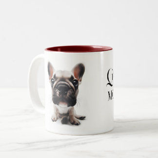 Caneca De Café Em Dois Tons O cachorro-grande francês fecha Mug com o seu nome