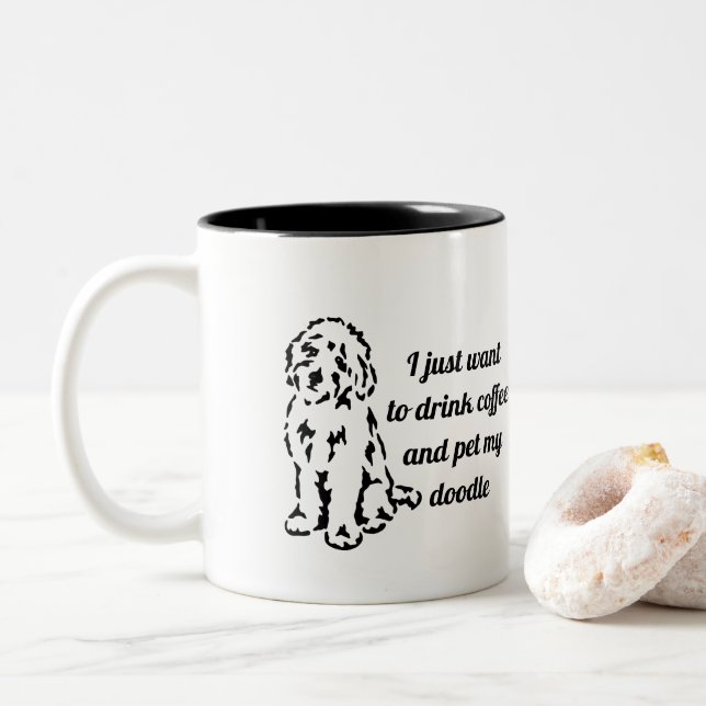 Caneca De Café Em Dois Tons O café da bebida & Pet meu Doodle (Com Donut)