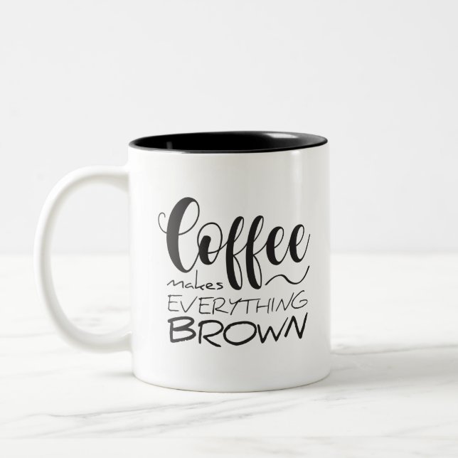 Caneca De Café Em Dois Tons O café deixa tudo marrom. (Esquerda)