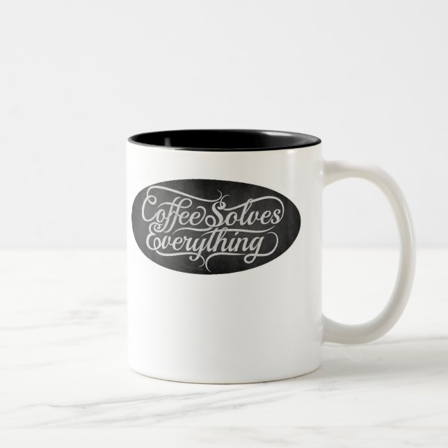 Caneca De Café Em Dois Tons O café resolve tudo copo (Direita)
