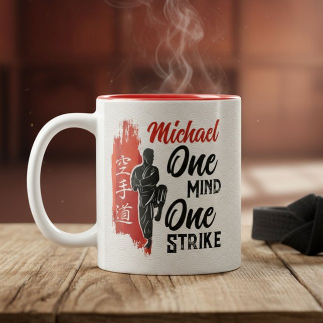 Caneca De Café Em Dois Tons O Caminho do Karate - Poder do Traço da Pincelada (Criador carregado)