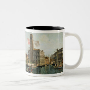 Caneca De Café Em Dois Tons O canal grandioso e S. Geremia, Veneza (óleo no C