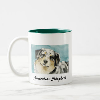 Caneca De Café Em Dois Tons "O cão AR do pastor australiano" agride