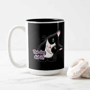 Caneca De Café Em Dois Tons O cão fez isso, Cat