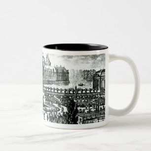 Caneca De Café Em Dois Tons O castelo de Chantilly e os jardins projetados
