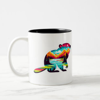 Caneca De Café Em Dois Tons O castor na natureza