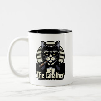 Caneca De Café Em Dois Tons O Catpai: Don Purr-leone da Máfia Felina