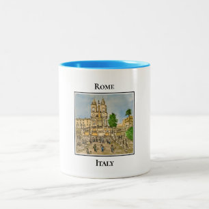 Caneca De Café Em Dois Tons O Coração de Trinità dei Monti, Roma Itália