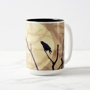 Caneca De Café Em Dois Tons O Corvo, A Lua, As Sombras