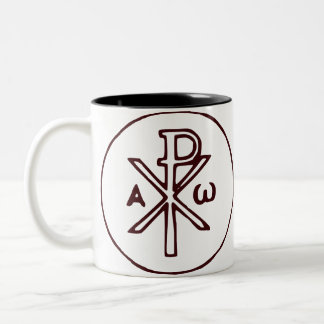 Caneca De Café Em Dois Tons O cristograma Chi-Rho símbolo 