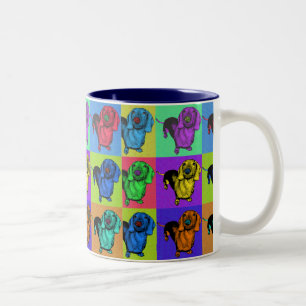 Caneca De Café Em Dois Tons O Dachsund Doxie do pop art almofada a Multi-Cor
