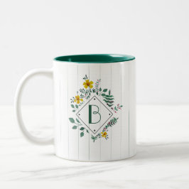 Caneca De Café Em Dois Tons O Daffodil Amarelo Deixa Um Monograma De Estirpe F