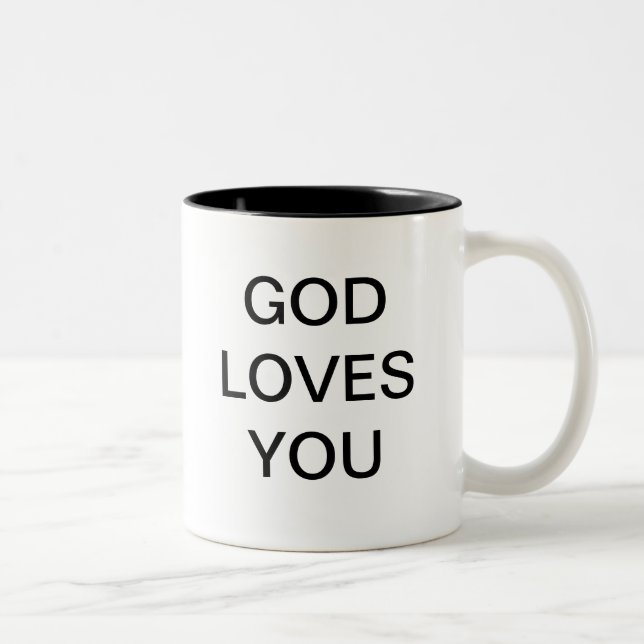 CANECA DE CAFÉ EM DOIS TONS O DEUS AMA-O (Direita)