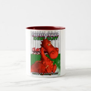 Caneca De Café Em Dois Tons O dia de St David, cartão de Galês, Dydd Gwyl De