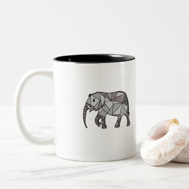 Caneca De Café Em Dois Tons o elefante na tendência (Com Donut)