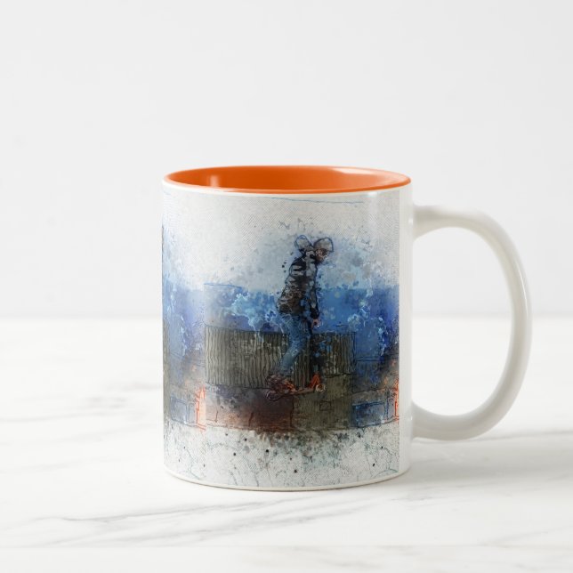 Caneca De Café Em Dois Tons O Elevador - Piloto de Scooter (Direita)