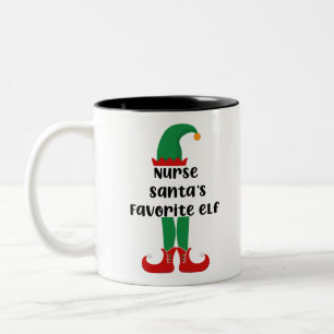 Caneca De Café Em Dois Tons O Elfo Favorito da Enfermeira Natal - Enfermeira D