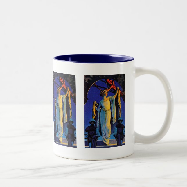 Caneca De Café Em Dois Tons O Espírito da Noite - Maxfield Parrish (Direita)