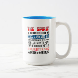 Caneca De Café Em Dois Tons O Espírito Do Senhor Deus Está Sobre Mim Coffee