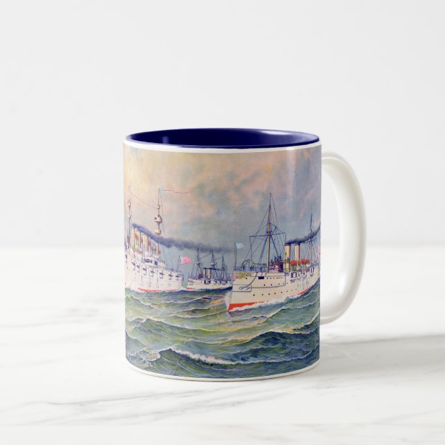 Caneca De Café Em Dois Tons O Esquadrão Branco, Marinho dos Estados Unidos, 18 (Frente Esquerda)