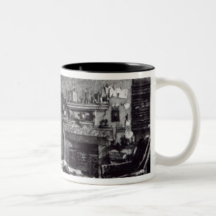 Caneca De Café Em Dois Tons O estudo de Charles Darwin em para baixo abriga,