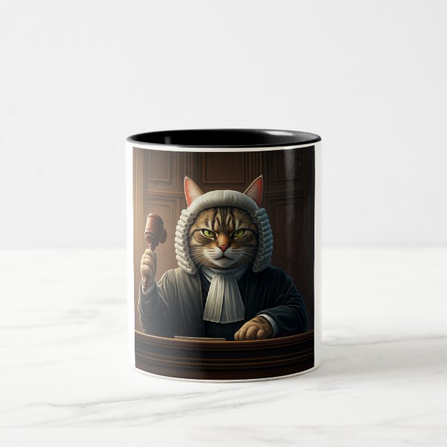 Caneca De Café Em Dois Tons O Felino Juiz Coffee Mug (Centro)