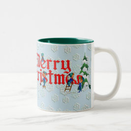 Caneca De Café Em Dois Tons O FELIZ NATAL COLOCA por SHARON SHARPE