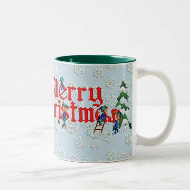 Caneca De Café Em Dois Tons O FELIZ NATAL COLOCA por SHARON SHARPE (Direita)