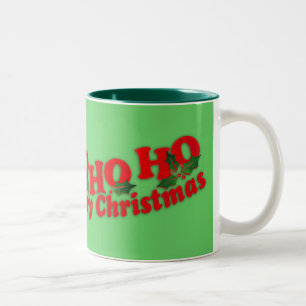Caneca De Café Em Dois Tons O Feliz Natal do papai noel "Ho Ho Ho" esverdeia a