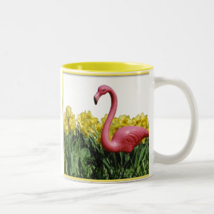 Caneca De Café Em Dois Tons O flamingo cor-de-rosa, mostra-me que seus jardim