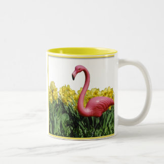 Caneca De Café Em Dois Tons O flamingo cor-de-rosa, mostra-me que seus jardim
