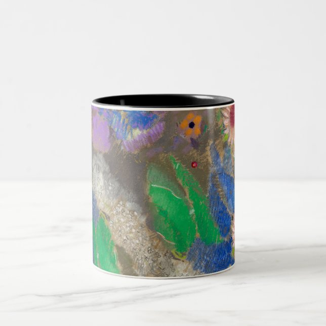 Caneca De Café Em Dois Tons O fundo de abstrato de Odilon Redon. (Centro)