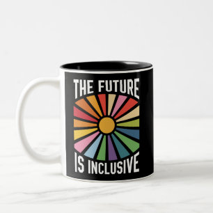 Caneca De Café Em Dois Tons O futuro é Inclusive Rainbow Pride Trans Rights