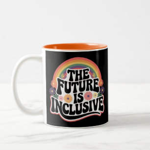 Caneca De Café Em Dois Tons O Futuro é Inclusivo Bandeira Arco-Íris LGBTQ Gay 