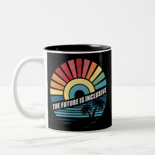 Caneca De Café Em Dois Tons O Futuro é Inclusivo Direitos LGBT Gay Orgulho 