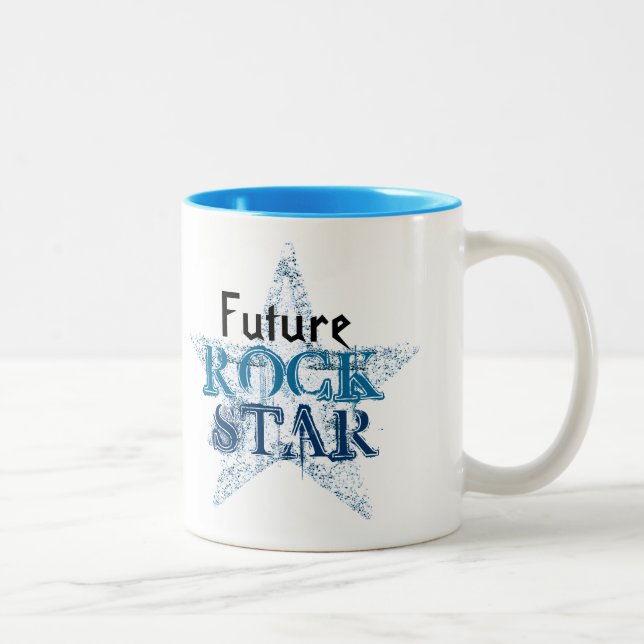 Caneca De Café Em Dois Tons O Futuro Rock Star / Cuidado Mundo! (Direita)