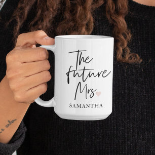 Caneca De Café Em Dois Tons O Futuro Sra. e Seu Nome   Presente de Beleza Mode