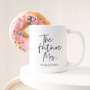 Caneca De Café Em Dois Tons O Futuro Sra e Seu Nome   Presente de Beleza Moder