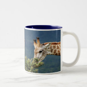 Caneca De Café Em Dois Tons O girafa que come algum sae