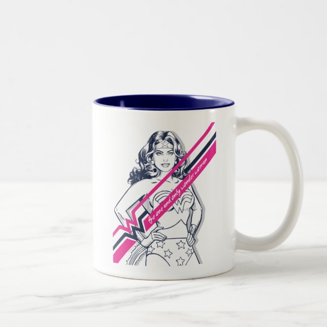 Caneca De Café Em Dois Tons O Gráfico Retroativo De Uma Única Mulher Maravilha (Direita)