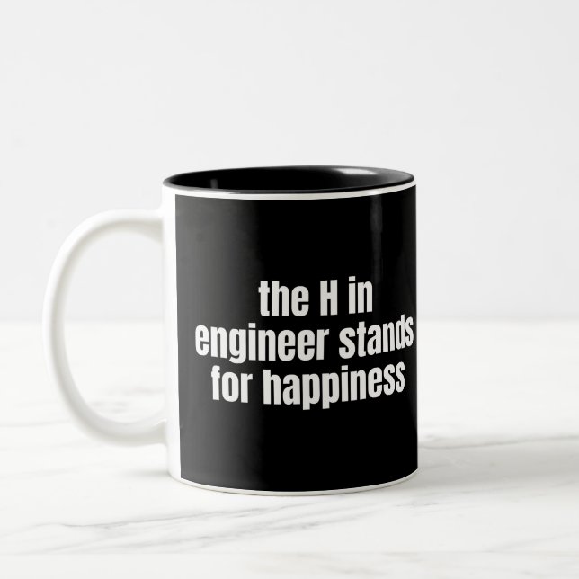 Caneca De Café Em Dois Tons O H Em Engenheiro É Engraçado Pela Felicidade (Esquerda)