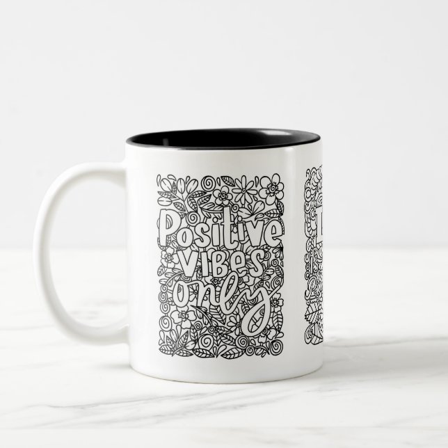 Caneca De Café Em Dois Tons O Inspirational cita o estresse de afirmações posi (Esquerda)