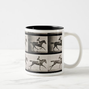 Caneca De Café Em Dois Tons O jóquei em um cavalo de galope, chapeia 627 'do