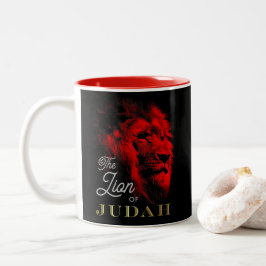 Caneca De Café Em Dois Tons O Leão de Judah Black Red Dourada Christian