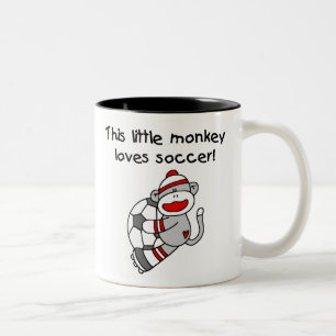 Caneca De Café Em Dois Tons O macaco da peúga ama o futebol