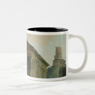 Caneca De Café Em Dois Tons O Maison Carree com o anfiteatro