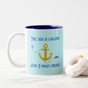 Caneca De Café Em Dois Tons O Mar está Chamando e Eu Devo Navegar